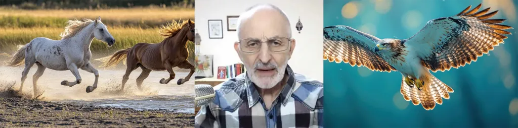 Anthony Altman totems: hawk and horse